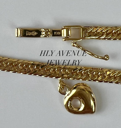 18k Japan Gold 12 Triple Cut Monaca Charm Bracelet