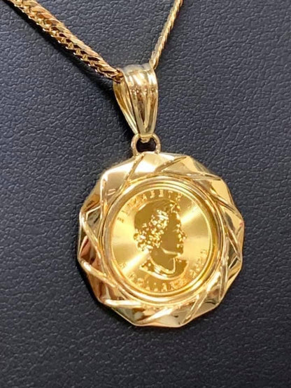 Solid Gold Maple Leaf/Elizabeth 24k/18k Japan Gold Coin Pendant