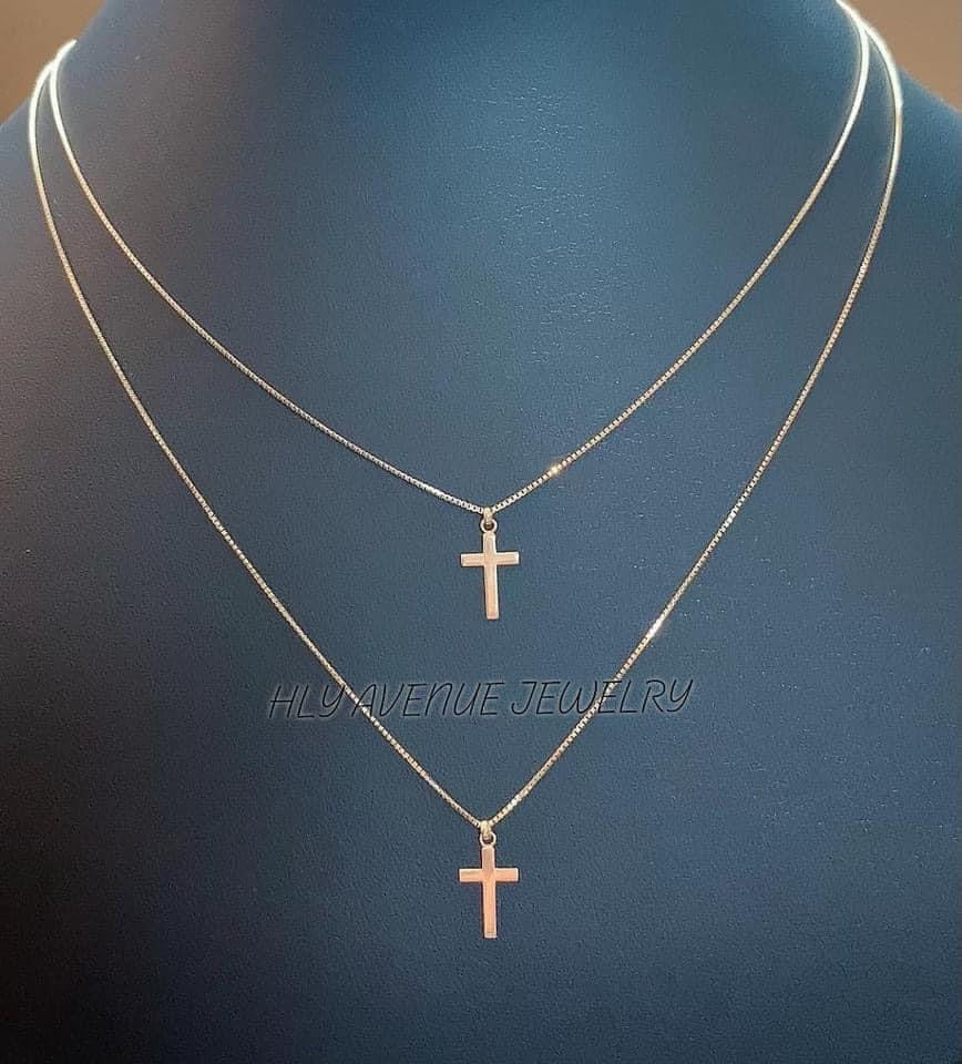 18K Japan Gold Double Chain Cross Necklace