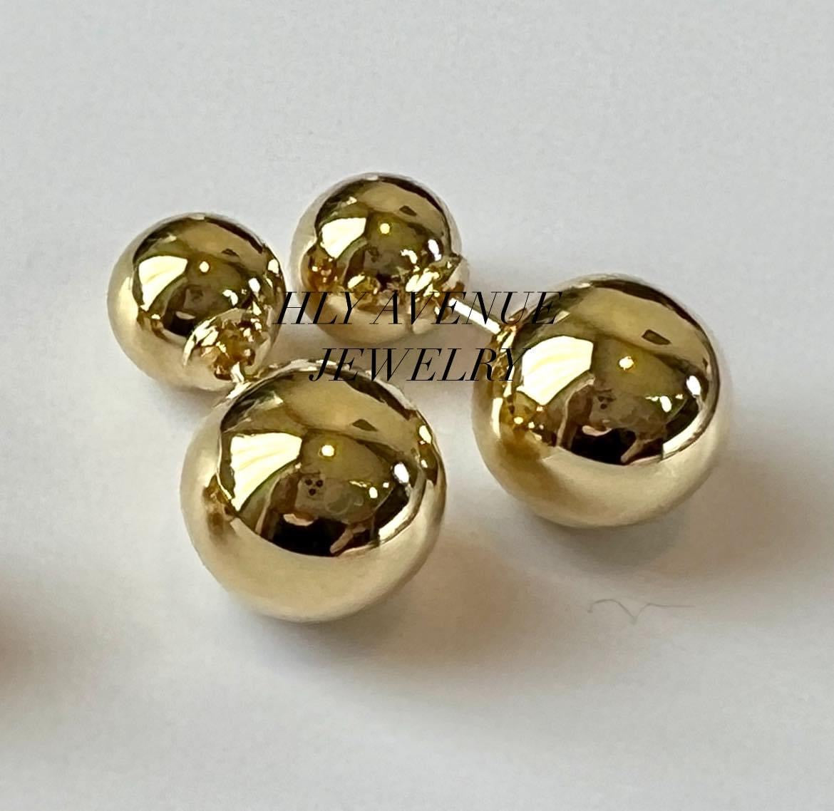 18k Double Ball Earrings 8mmx11mm