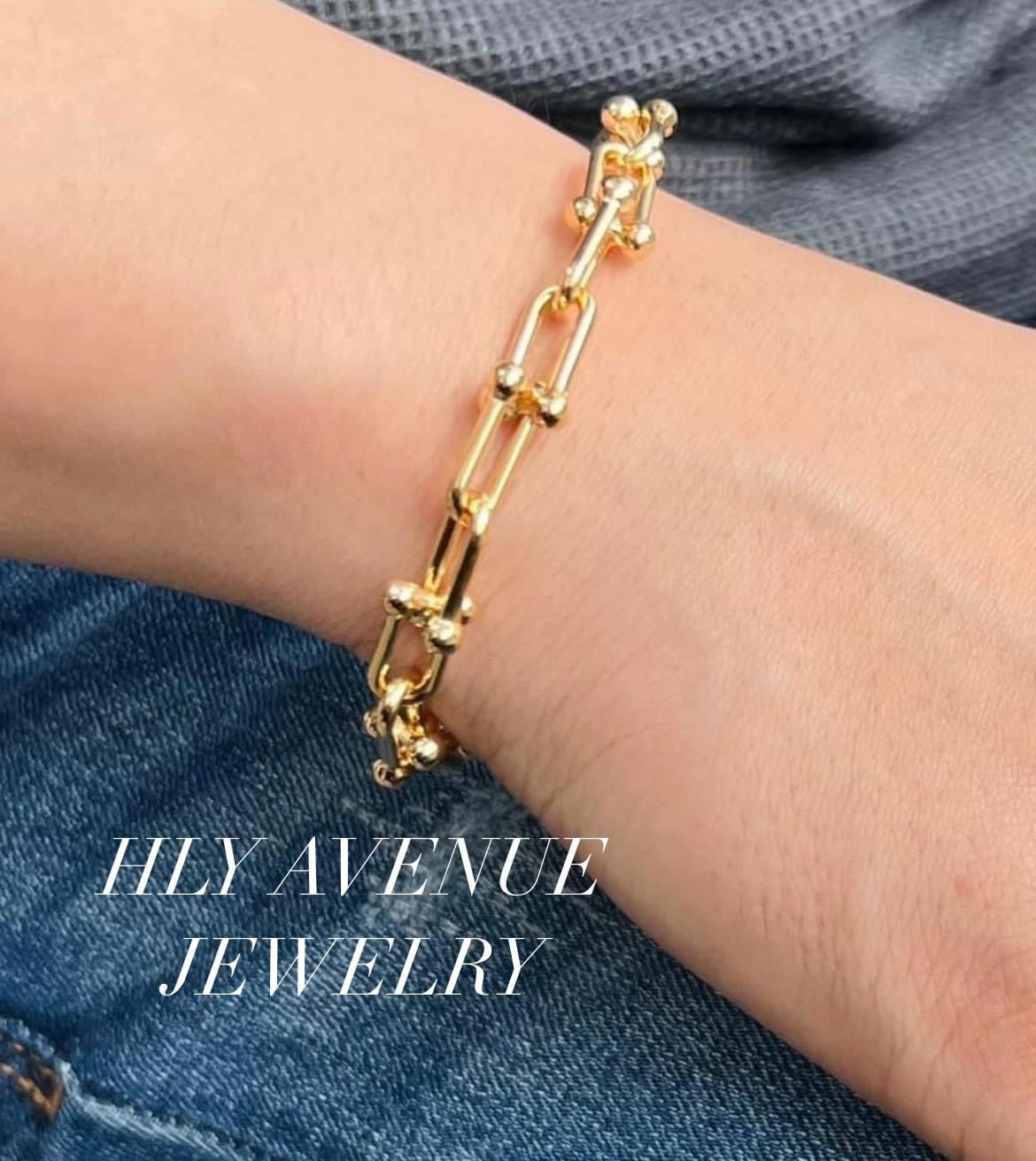 18k Japan Gold U Shape Link Bracelet 19CM HLY Avenue Jewelry