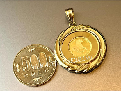24k/18k Frame Japan Gold Reversible Medallion Pendant