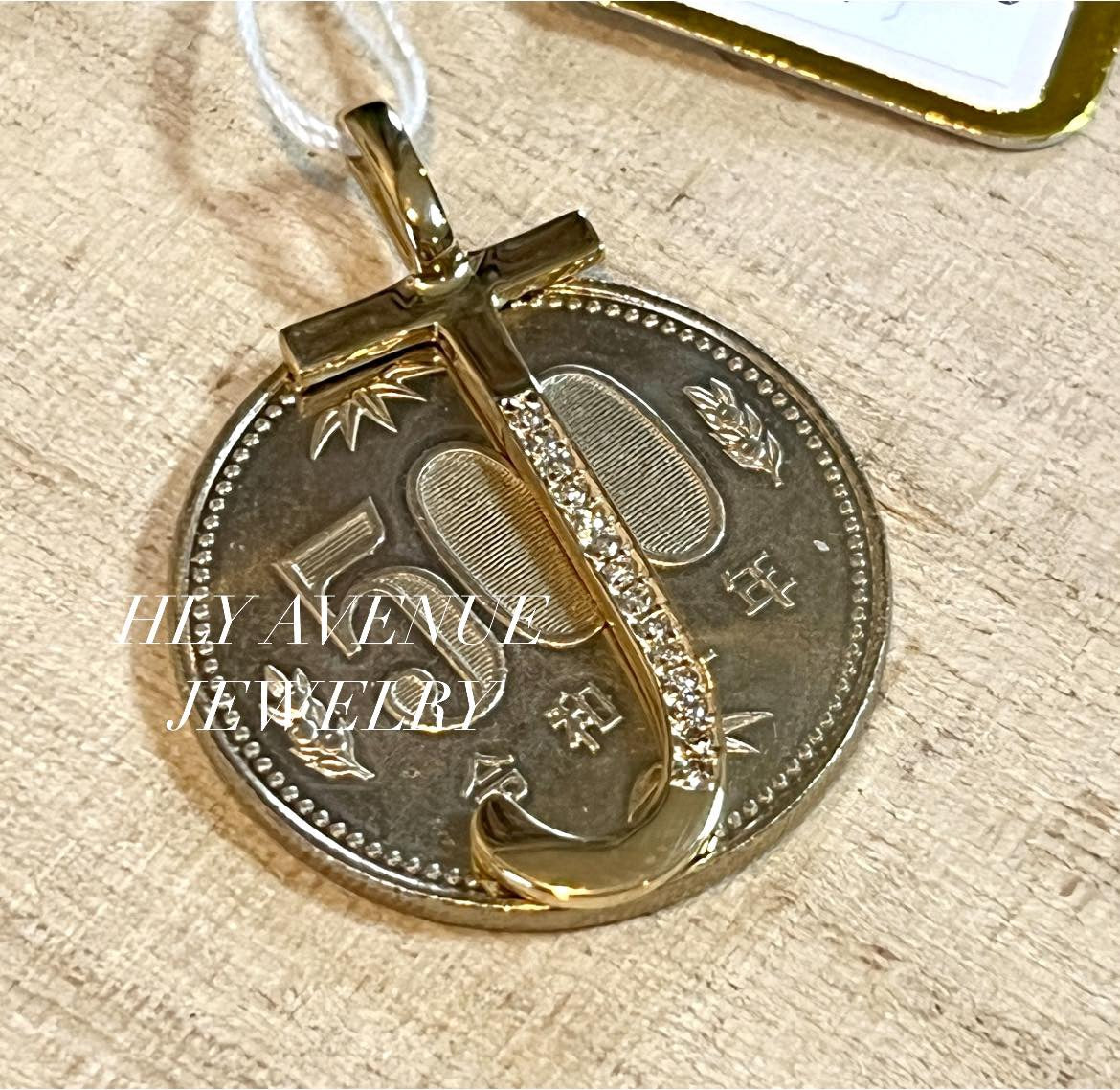 18k Japan Gold “J” Initial Pendant w/ Diamonds