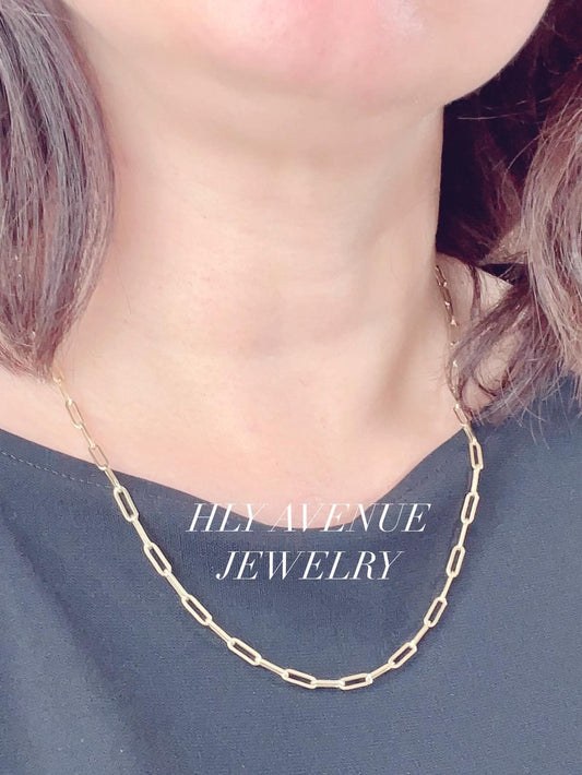 18K Japan Gold Paperclip Necklace 50CM