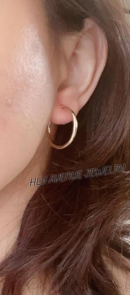 18k Japan Gold 2X25MM Hoop Earrings