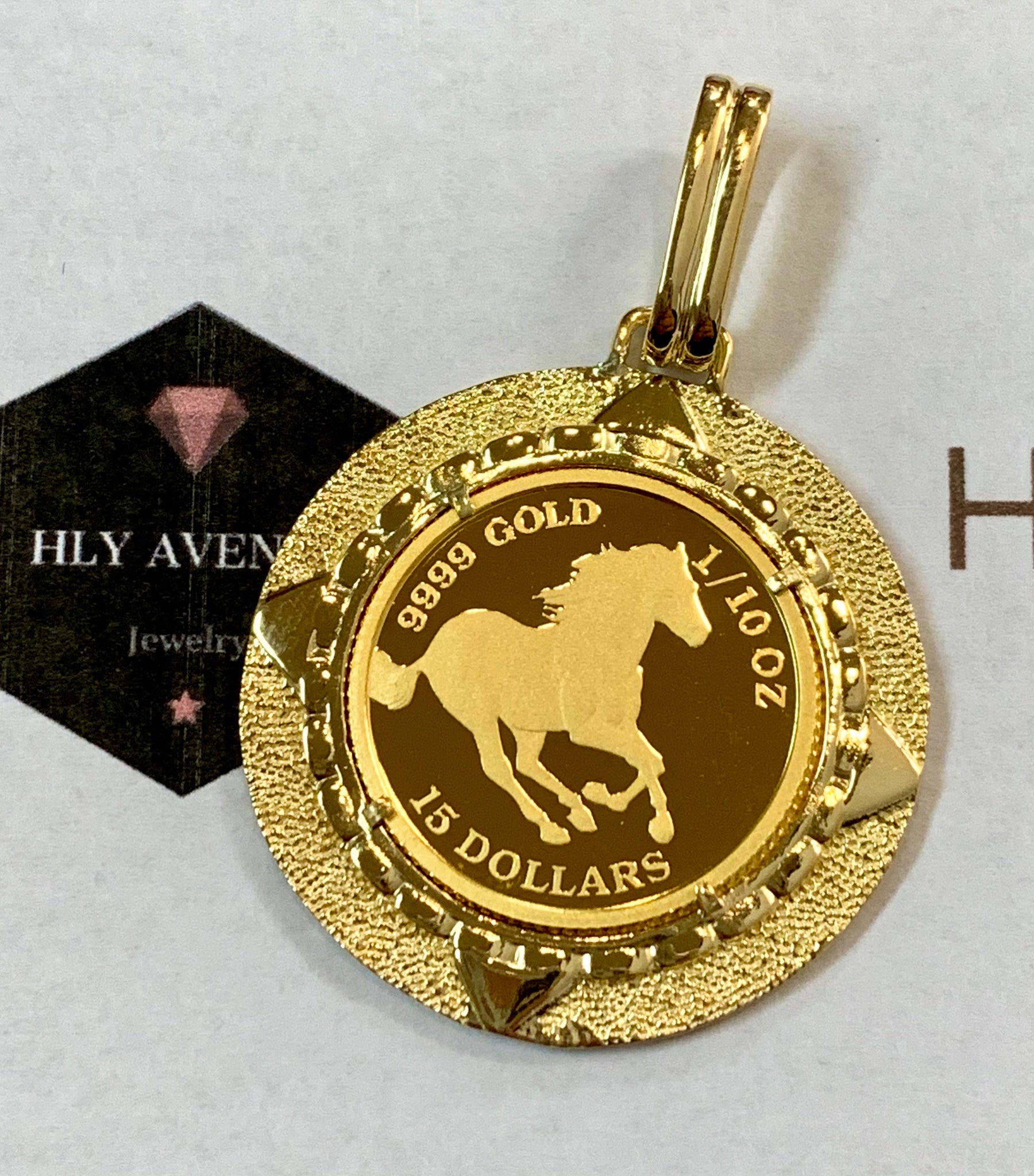 Horse/ Elizabeth 24k/18k Japan Gold Coin Pendant – HLY Avenue Jewelry