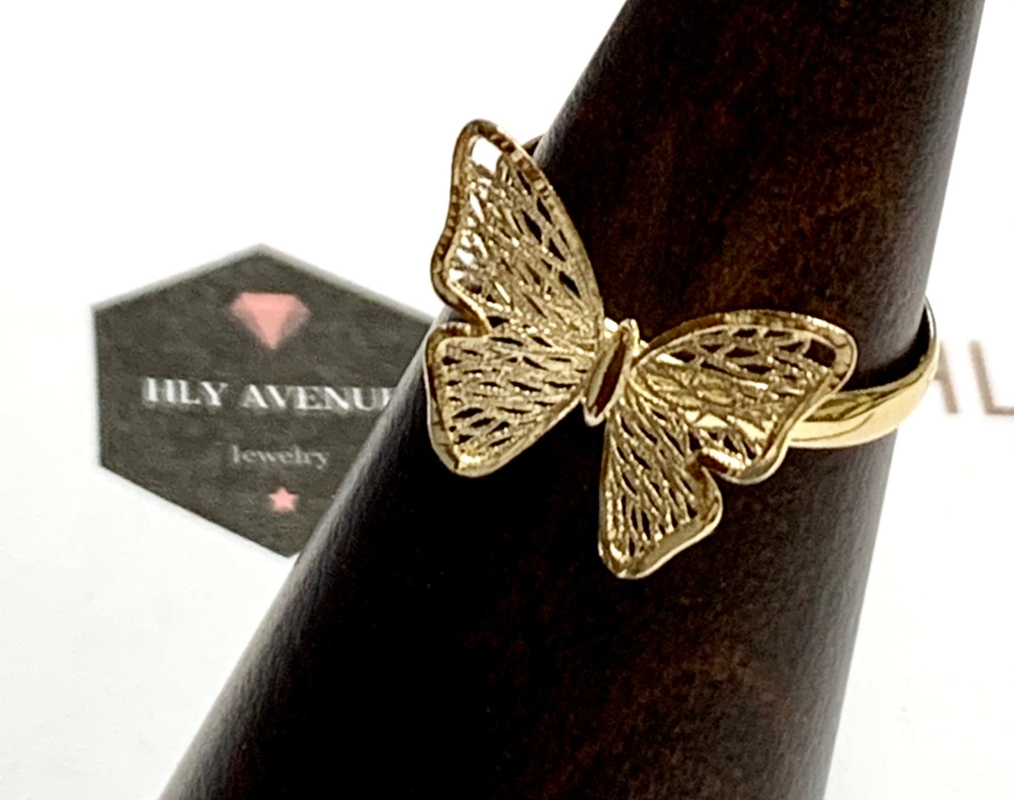 18k Japan Gold Butterfly Ring Size #12