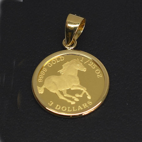 Horse/Elizabeth 24K/18k Gold Coin Pendant