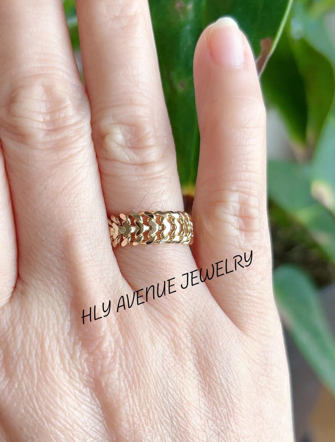 18k Japan Gold Heartbiz Soft Chain Ring – HLY Avenue Jewelry