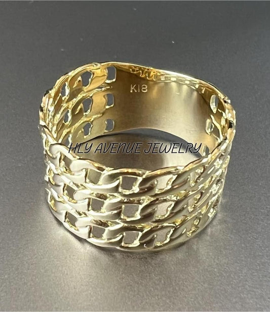 18K Japan Gold 3Lane Chain Ring