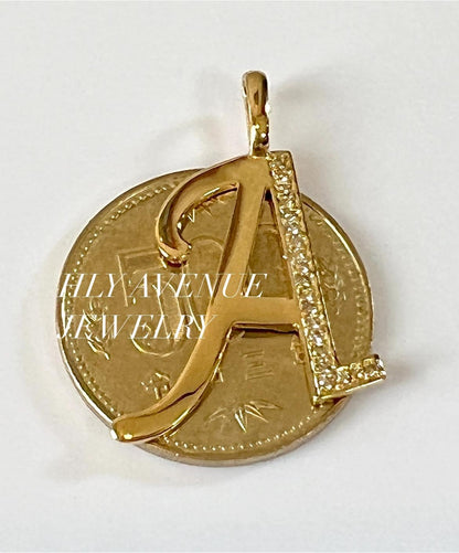18k “A” Initial Pendant With Diamonds